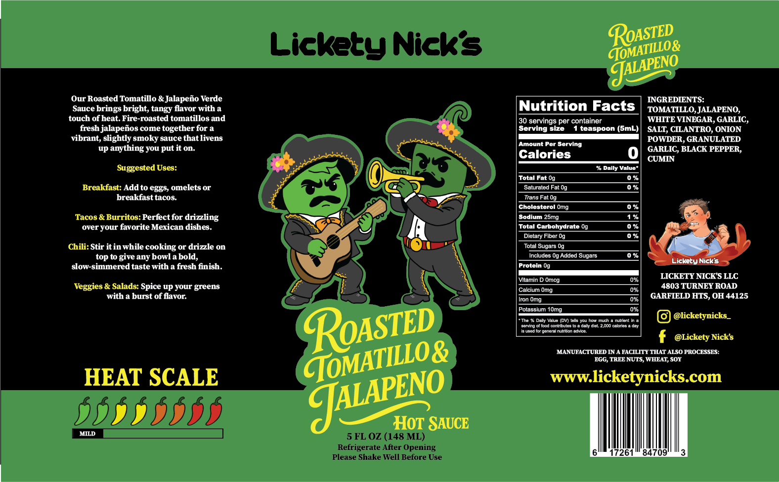 Roasted Tomatillo & Jalapeño - Tangy tomatillo flavor with gentle jalapeño warmth