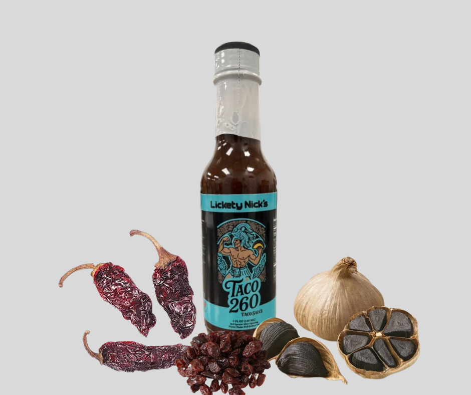 Taco 260, Smoky Morita heat with raisin sweetness and black garlic depth